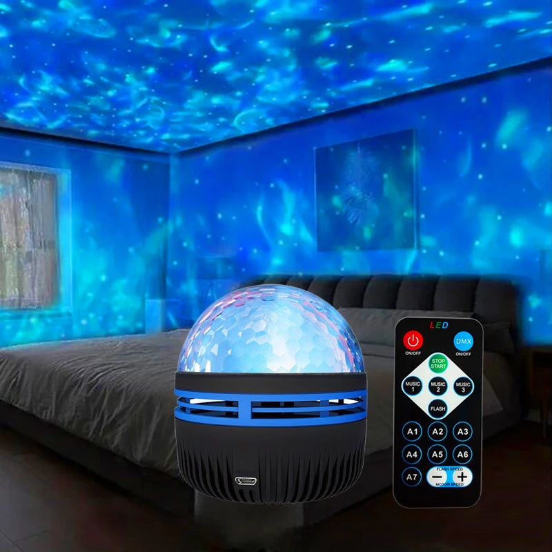 LED Water Pattern, Rotating Galaxy, Starry Sky Projector